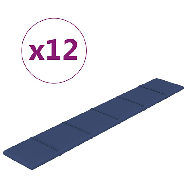 vidaXL Väggpaneler 12 st blå 90x15 cm tyg 1,62 m² Blå