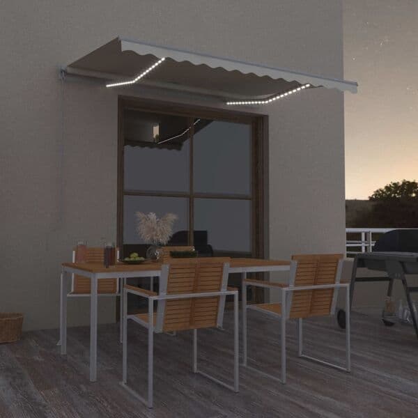 vidaXL Markis manuellt infällbar med LED 300x250 cm gräddvit Creme