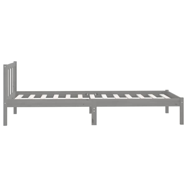vidaXL Sängram grå massiv furu 90x200 cm grå
