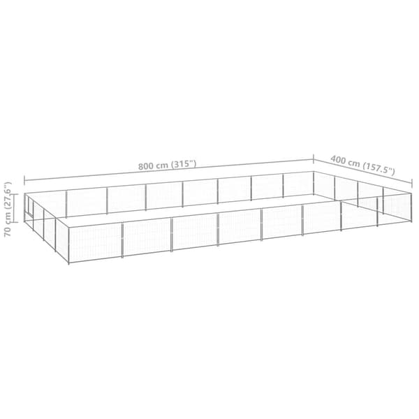 vidaXL Hundgård silver 32 m² stål Silver