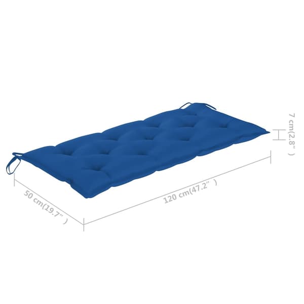 vidaXL Trädgårdsbänk med dyna 120 cm bambu Blå