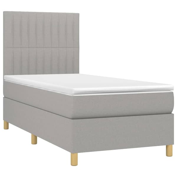 vidaXL Ramsäng med madrass ljusgrå 90x190 cm tyg Grå