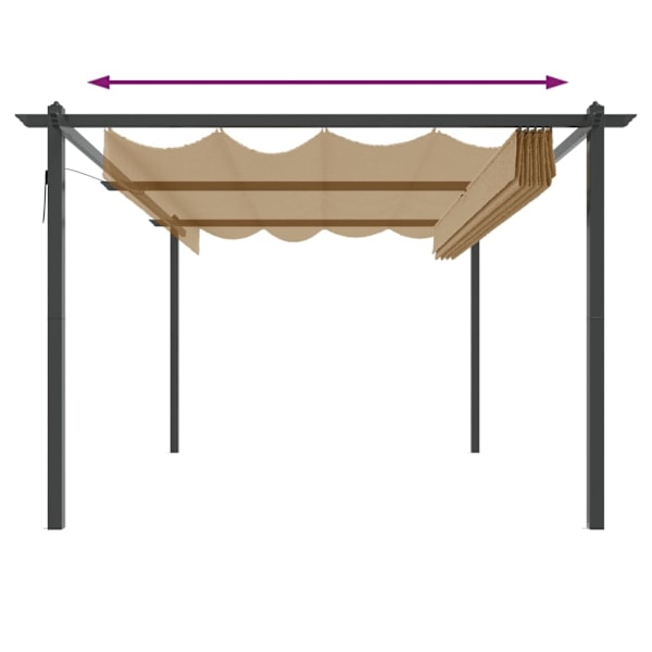 vidaXL Paviljong med infällbart tak 4x3 m taupe Taupe