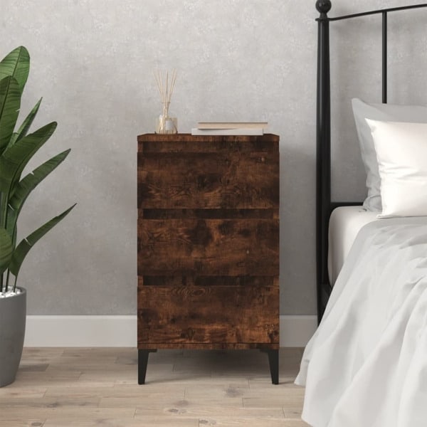 vidaXL Sängbord rökfärgad ek 40x35x70 cm konstruerat trä Brun