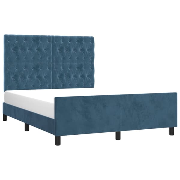 vidaXL Sängram utan madrass mörkblå 140x190 cm sammet Blå