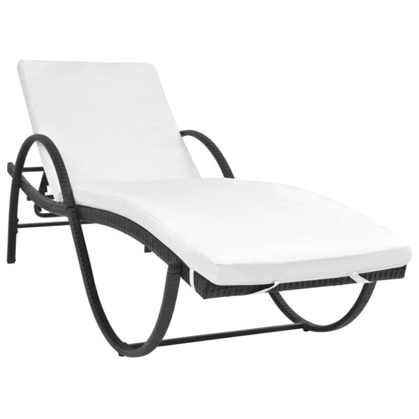 vidaXL Solsäng med dyna konstrotting svart Svart