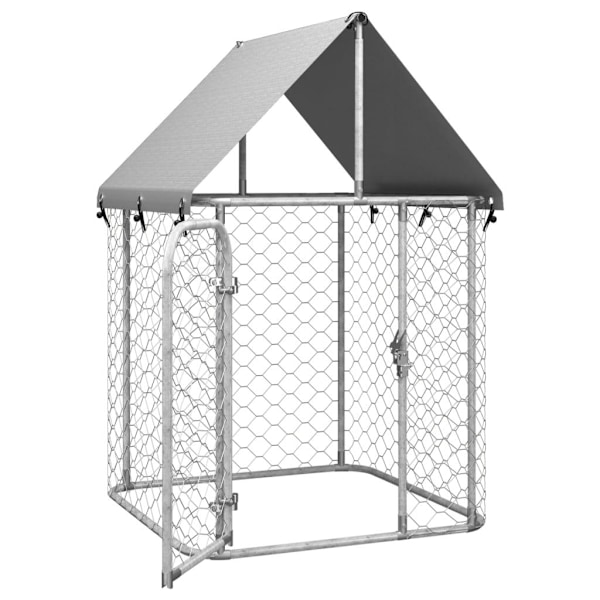 vidaXL Hundgård med tak för utomhusbruk 100x100x150 cm Silver