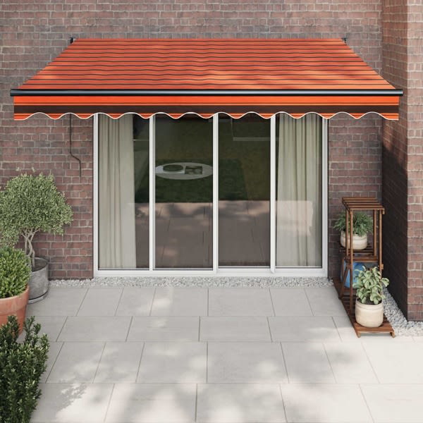 vidaXL Automatisk infällbar markis orange och brun 3x2,5 m Flerfärgsdesign