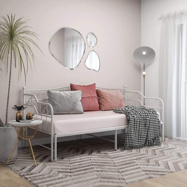 vidaXL Utdragbar sängram bäddsoffa vit metall 90x200 cm Vit