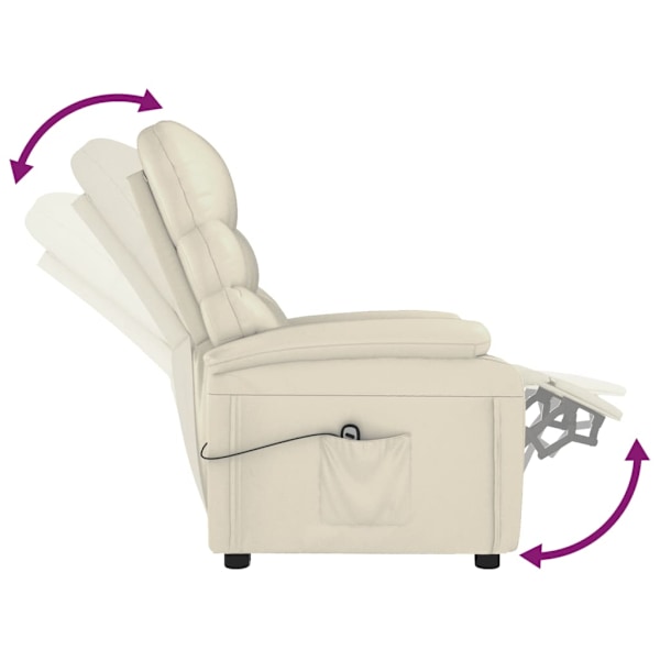 vidaXL Elektrisk reclinerfåtölj gräddvit konstläder Creme