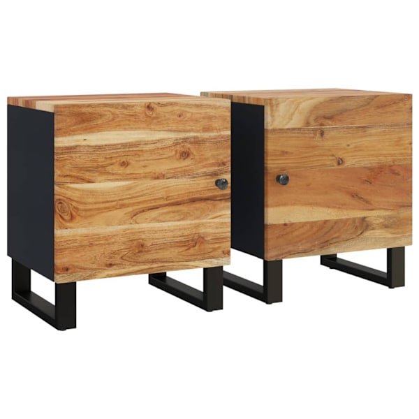 vidaXL Nattduksbord 2 st 40x33x46 cm massivt akaciaträ Svart