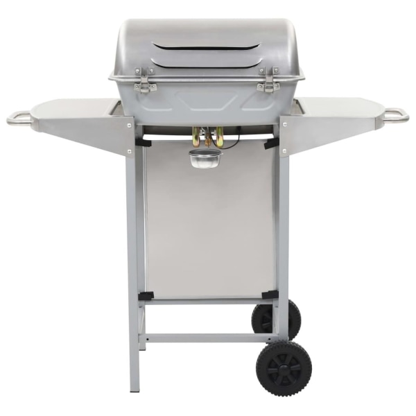 vidaXL Gasolgrill med 2 grillzoner rostfritt stål silver Silver