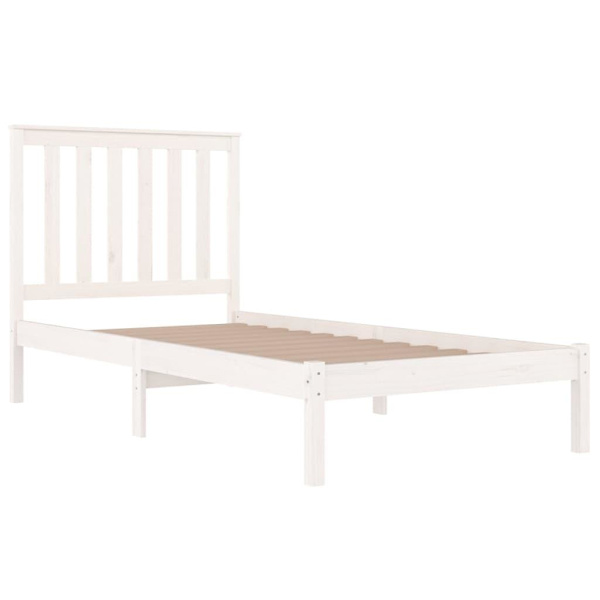 vidaXL Sängram vit massiv furu 100x200 cm enkelsäng Vit