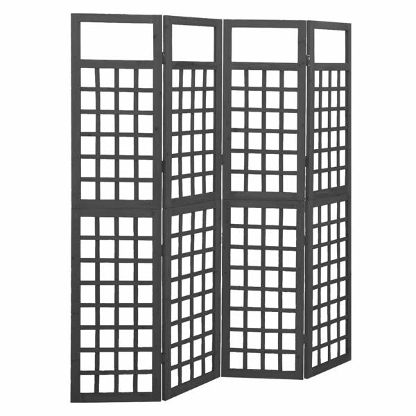 vidaXL Rumsavdelare/Spaljé 4 paneler massiv gran svart 161x180 c Svart