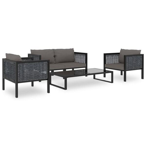 vidaXL Loungeset 5 delar med dynor konstrotting antracit Antracit
