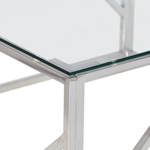 vidaXL Soffbord silver rostfritt stål och härdat glas Silver