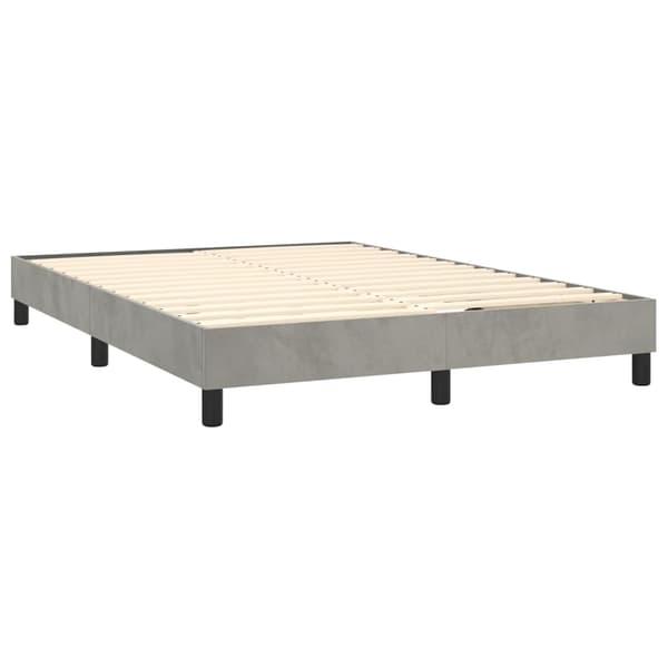 vidaXL Ramsäng med madrass ljusgrå 140x200 cm sammet Grå