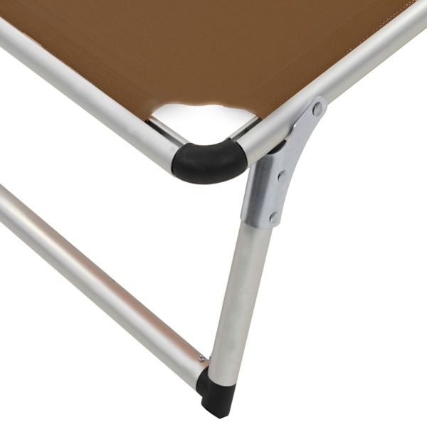 vidaXL Hopfällbara solsängar med tak 2 st aluminium och textilen brun Brun