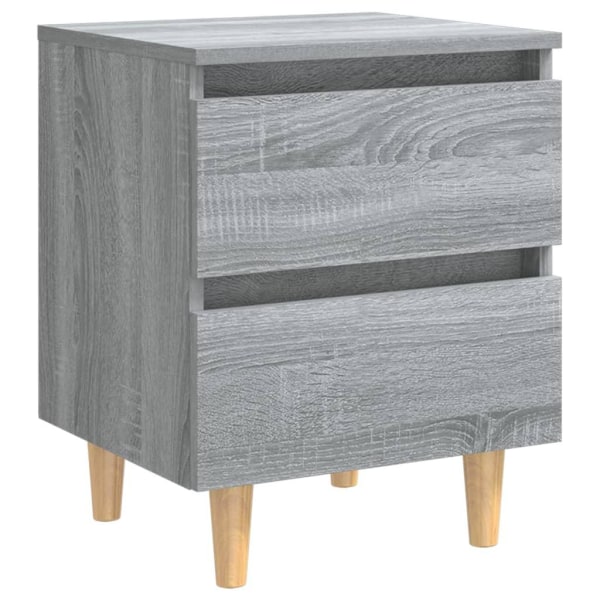 vidaXL Sängbord med massiva träben grå sonoma 40x35x50 cm grå