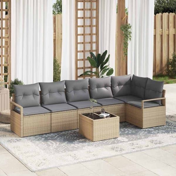 vidaXL Soffset 7 st Beige konstrotting Beige