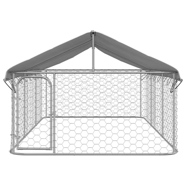 vidaXL Hundgård med tak för utomhusbruk 400x200x150 cm Silver