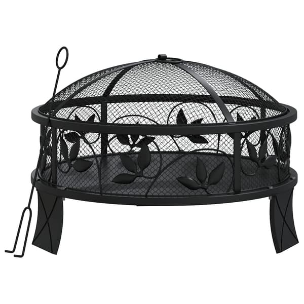 vidaXL Eldstad med eldgaffel 50 cm XXL stål Svart