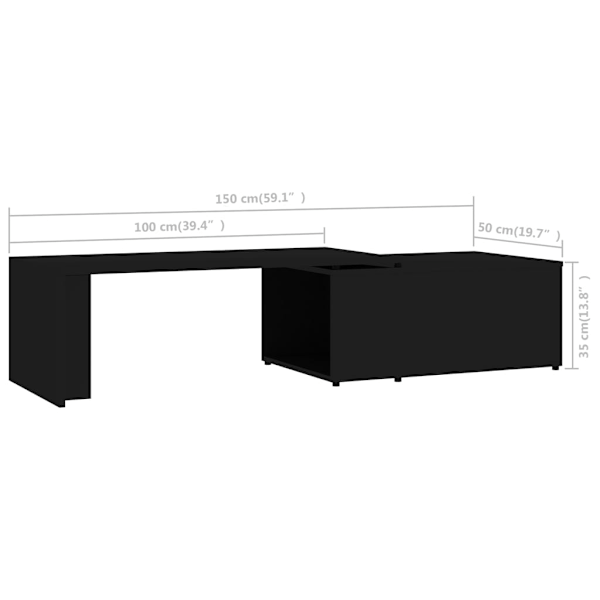 vidaXL Soffbord svart 150x50x35 cm konstruerat trä Svart