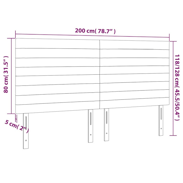 vidaXL Sänggavel LED mörkgrå 200x5x118/128 cm tyg Grå