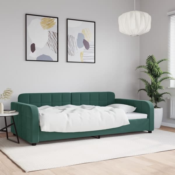 vidaXL Dagbädd mörkgrön 100x200 cm sammet Grön