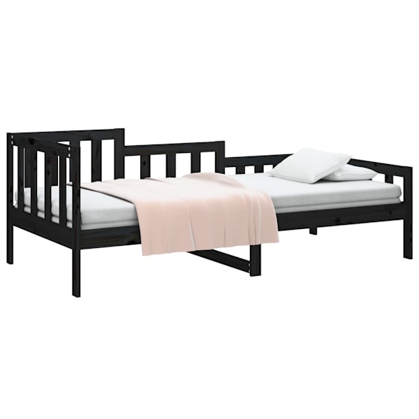 vidaXL Dagbädd svart 90x200 cm massiv furu Svart