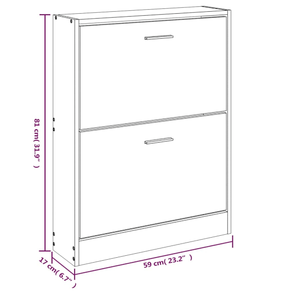 vidaXL Skoställ rökfärgad ek 59x17x81 cm konstruerat trä Brun