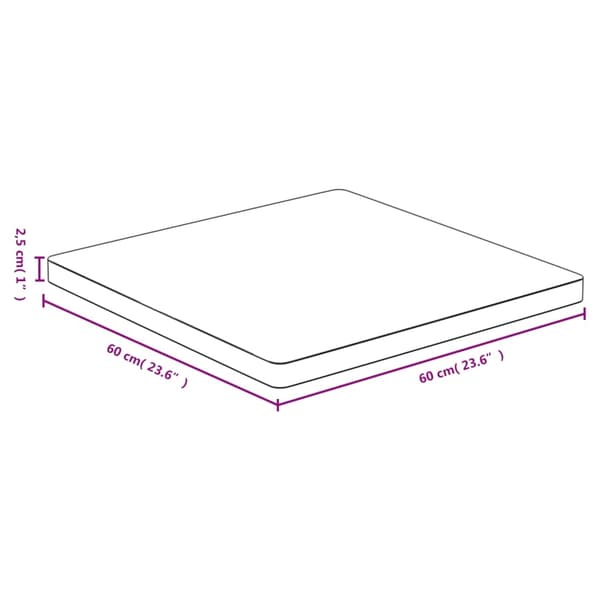 vidaXL Bordsskiva 60x60x2,5 cm bambu Brun