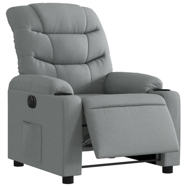 vidaXL Elektrisk reclinerfåtölj ljusgrå tyg Grå