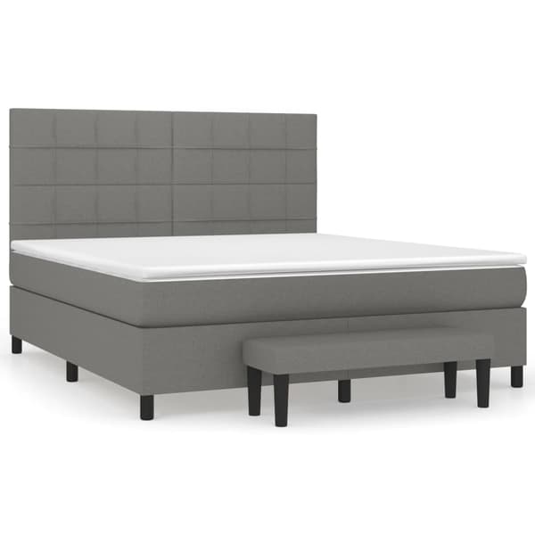 vidaXL Ramsäng med madrass mörkgrå 180x200 cm tyg Grå