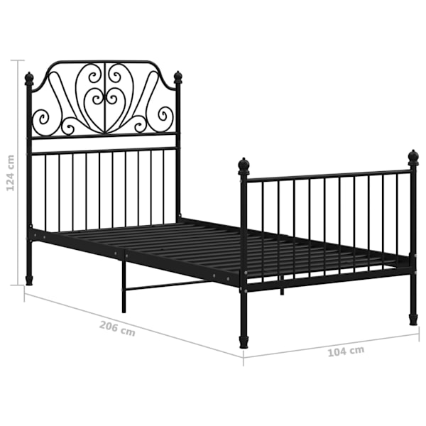 vidaXL Sängram svart metall 100x200 cm Svart