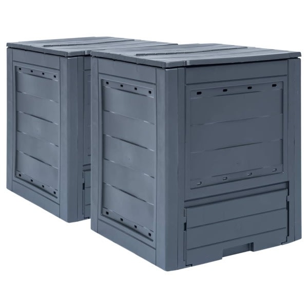 vidaXL Trädgårdskompost 2 st grå 60x60x73 cm 520 L grå
