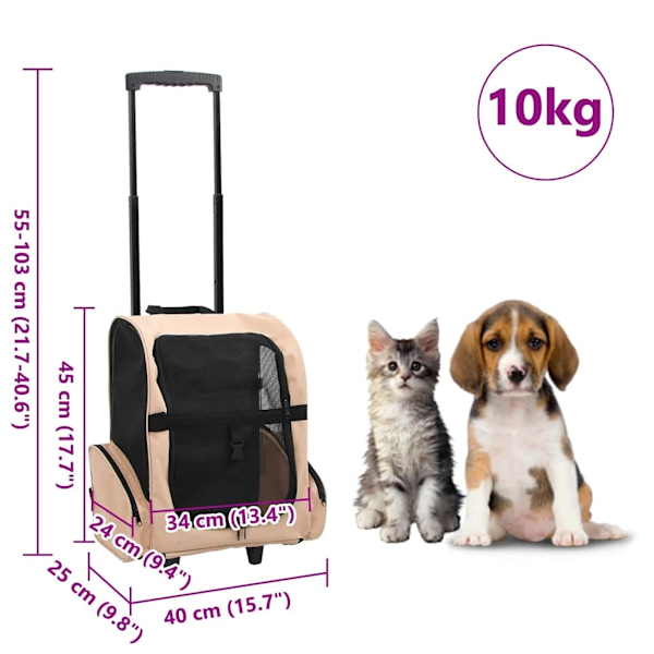 vidaXL Beige fällbar multifunktionell djurväska Beige