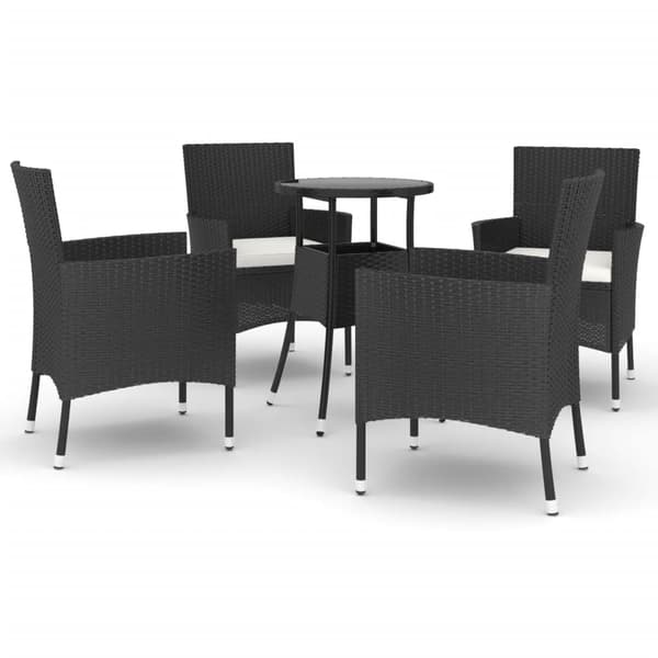 vidaXL Caféset med dynor 5 delar konstrotting svart art