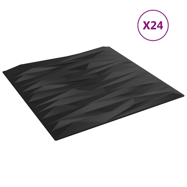 vidaXL Väggpaneler 24 st svart 50x50 cm XPS 6 m² sten Svart