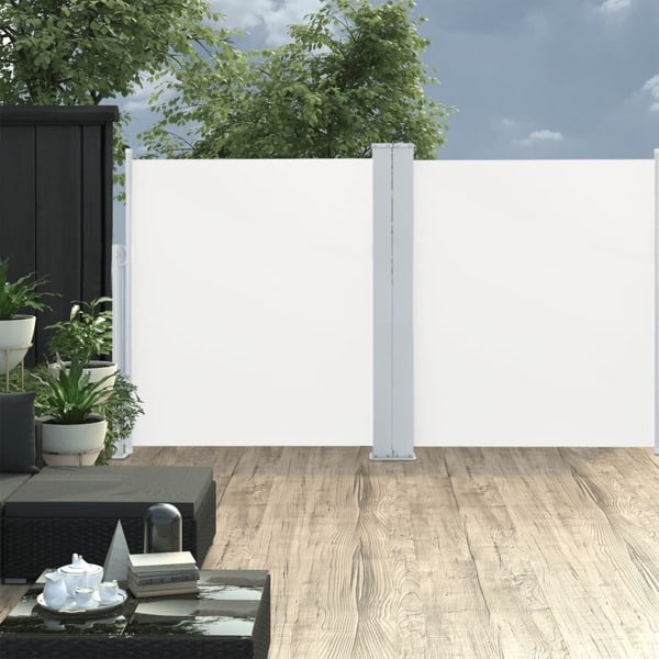 vidaXL Infällbar sidomarkis dubbel 170x600 cm gräddvit Creme