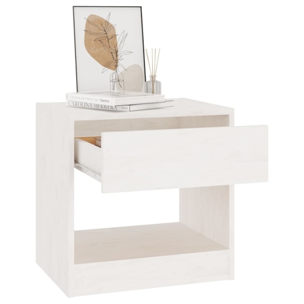vidaXL Sängbord 2 st 40x31x40 cm massiv furu vit Vit