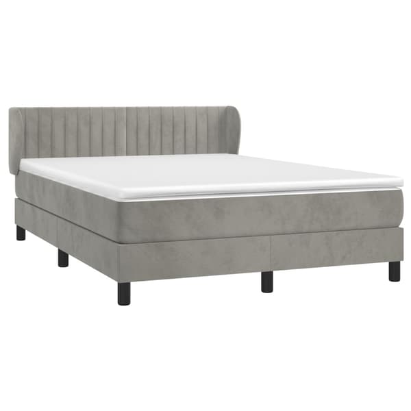 vidaXL Ramsäng med madrass ljusgrå 140x200 cm sammet Grå