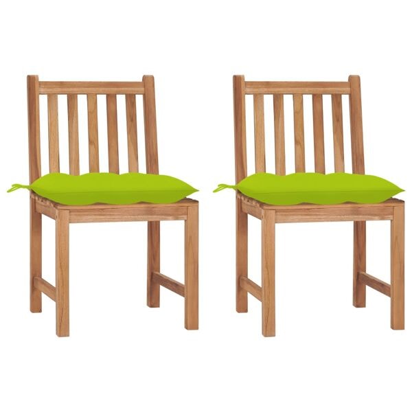 vidaXL Trädgårdsstolar 2 st med dynor massiv teak Grön
