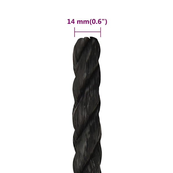 vidaXL Rep svart 14 mm 25 m polypropen