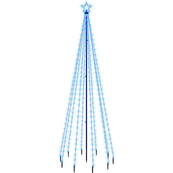 vidaXL Julgran med markspett 310 blåa lysdioder 300 cm Blå