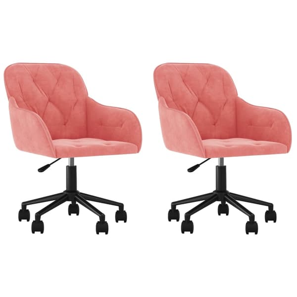 vidaXL Snurrbara matstolar 2 st rosa sammet Rosa