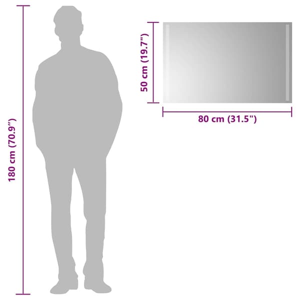 vidaXL Badrumsspegel LED 80x50 cm Transparent