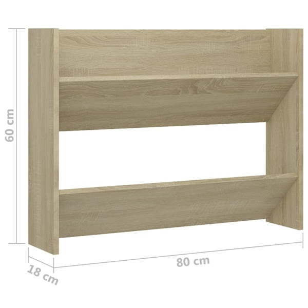 vidaXL Väggmonterat sonoma-ek 80x18x60 cm konstruerat trä Brun