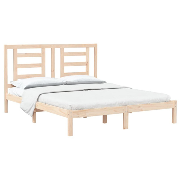 vidaXL Sängram massiv furu 150x200 cm Brun