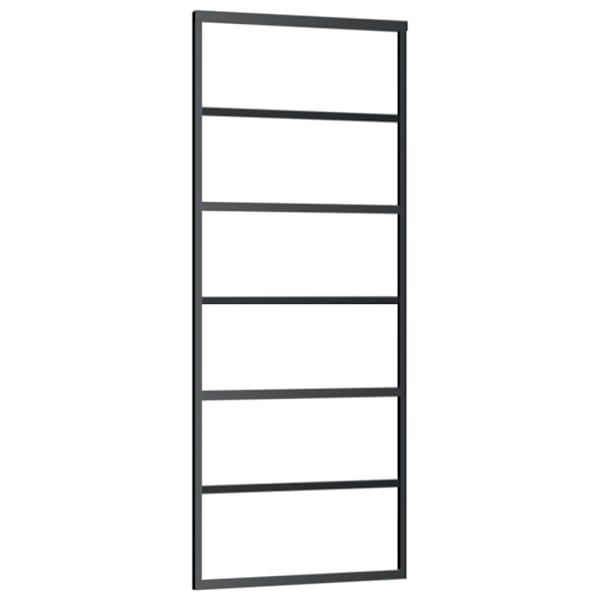 vidaXL Skjutdörr med beslagset ESG glas och aluminium 76x205 cm Svart